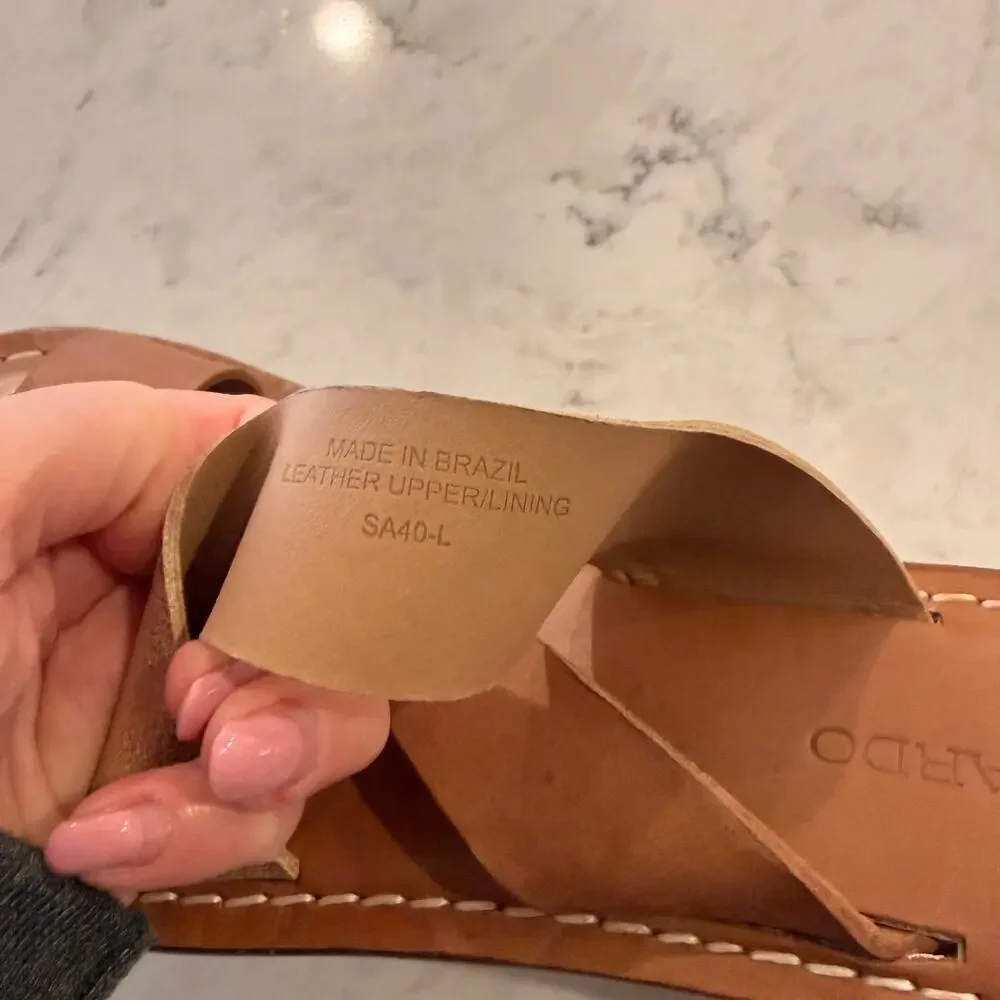 NEW Bernardo Tia Cross Leather Sandal Size 9